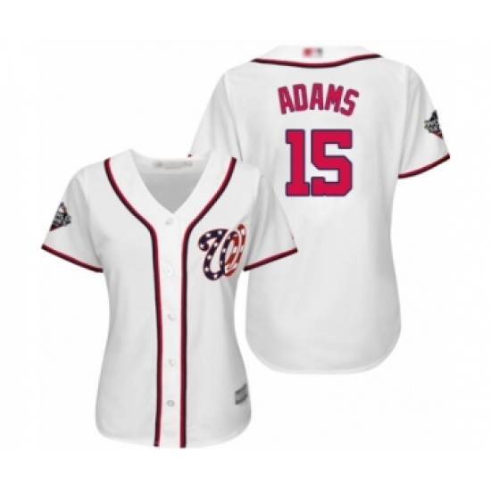 Women's Washington Nationals 15 Matt Adams Authentic White Home Cool Base 2019 World Series Bound Baseball Jersey