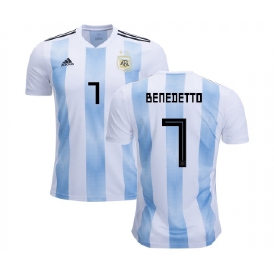 Argentina 7 Benedetto Home Kid Soccer Country Jersey