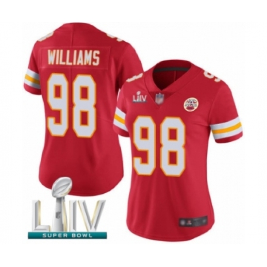 Women's Kansas City Chiefs 98 Xavier Williams Red Team Color Vapor Untouchable Limited Player Super Bowl LIV Bound Football Jersey