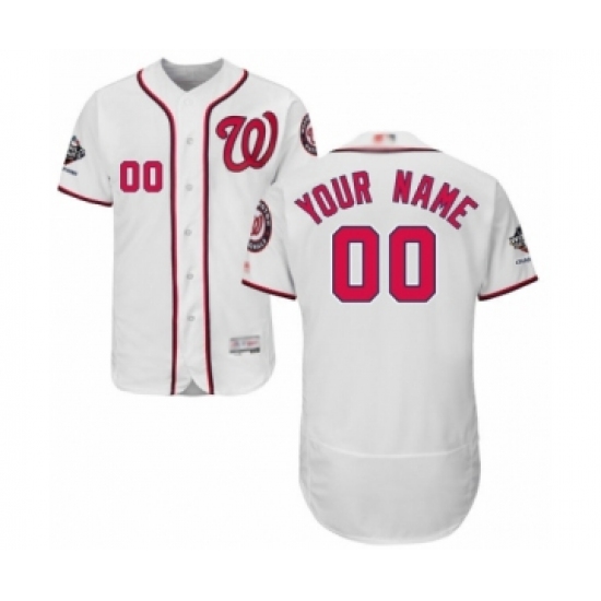 Men's Washington Nationals Customized White Home Flex Base Authentic Collection 2019 World Series Champions Baseball Jersey