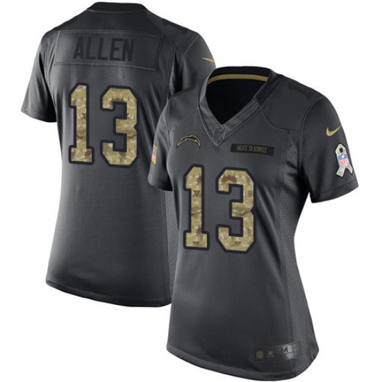 Women's Nike Los Angeles Chargers 13 Keenan Allen Limited Black 2016 Salute to Service NFL Jersey
