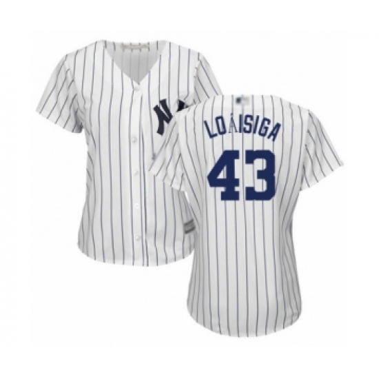 Women's New York Yankees 43 Jonathan Loaisiga Authentic White Home Baseball Player Jersey