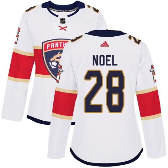 Women's Adidas Florida Panthers 28 Serron Noel Authentic White Away NHL Jersey
