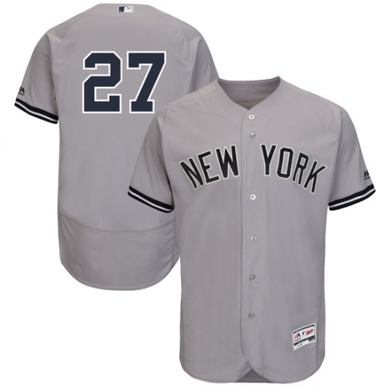 Men's Majestic New York Yankees 27 Giancarlo Stanton Grey Flexbase Authentic Collection MLB Jersey