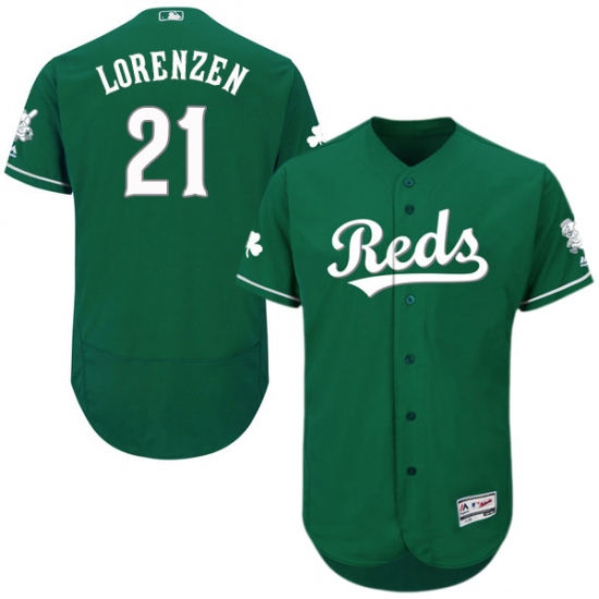 Men's Majestic Cincinnati Reds 21 Michael Lorenzen Green Celtic Flexbase Authentic Collection MLB Jersey