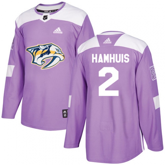 Men's Adidas Nashville Predators 2 Dan Hamhuis Authentic Purple Fights Cancer Practice NHL Jersey