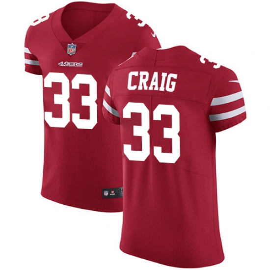 Men's Nike San Francisco 49ers 33 Roger Craig Red Team Color Vapor Untouchable Elite Player NFL Jersey