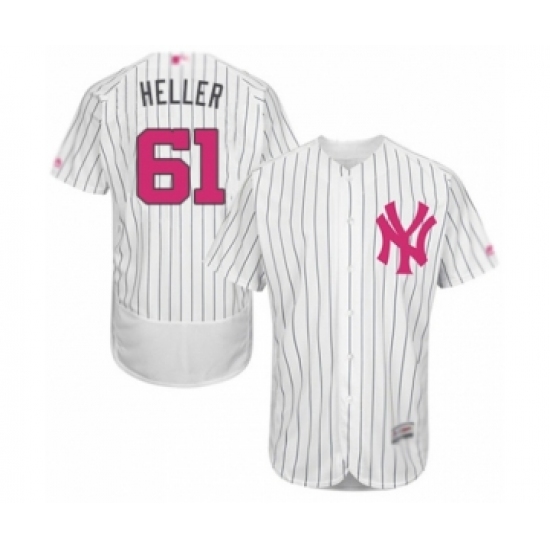 Men's New York Yankees 61 Ben Heller Authentic White 2016 Mother's Day Fashion Flex Base Baseball Player Jersey
