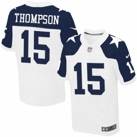 Men's Nike Dallas Cowboys 15 Deonte Thompson Elite White Throwback Alternate NFL Jersey
