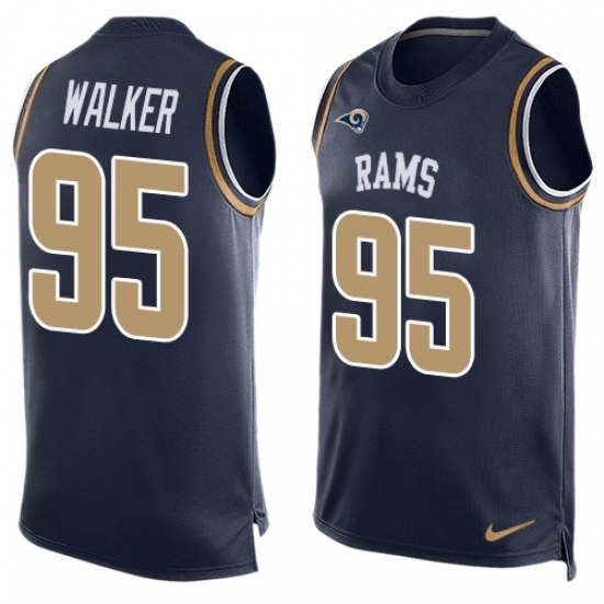 Men's Nike Los Angeles Rams 95 Tyrunn Walker Limited Navy Blue Player Name & Number Tank Top NFL Jersey