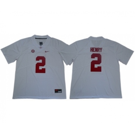 Crimson Tide 2 Derrick Henry White SEC Patch Limited Stitched College Jersey