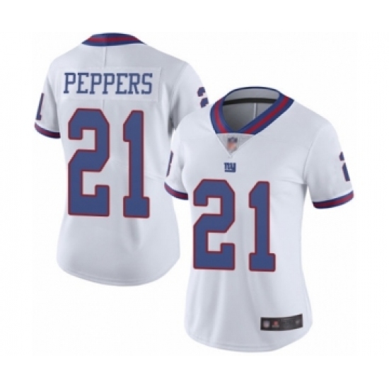 Women's New York Giants 21 Jabrill Peppers Limited White Rush Vapor Untouchable Football Jersey