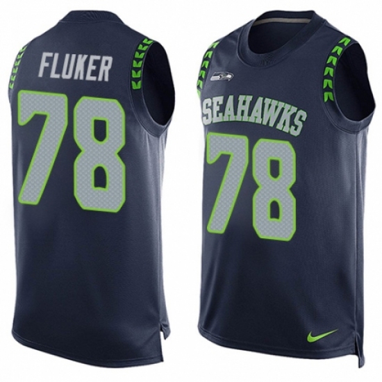Men's Nike Seattle Seahawks 78 D.J. Fluker Limited Steel Blue Player Name & Number Tank Top NFL Jersey