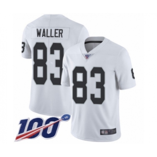 Youth Oakland Raiders 83 Darren Waller White Vapor Untouchable Limited Player 100th Season Football Jersey
