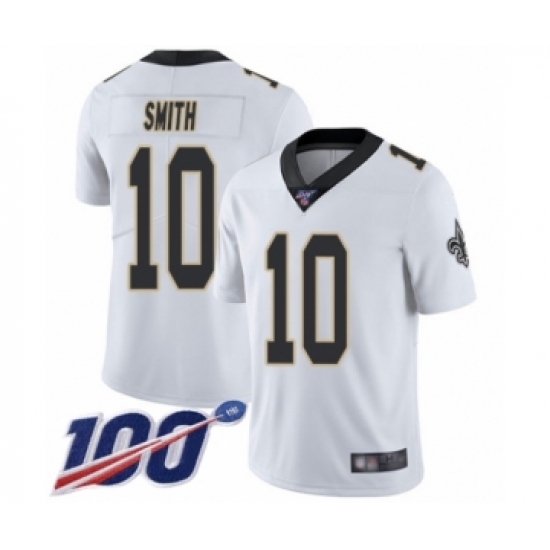 Men's New Orleans Saints 10 TreQuan Smith White Vapor Untouchable Limited Player 100th Season Football Jersey