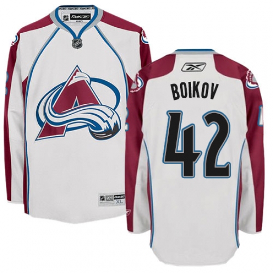 Men's Reebok Colorado Avalanche 42 Sergei Boikov Authentic White Away NHL Jersey