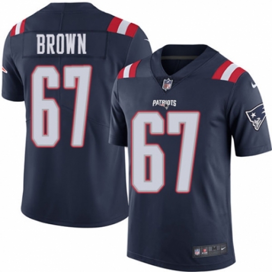 Youth Nike New England Patriots 67 Trent Brown Limited Navy Blue Rush Vapor Untouchable NFL Jersey