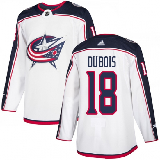 Men's Adidas Columbus Blue Jackets 18 Pierre-Luc Dubois White Road Authentic Stitched NHL Jersey