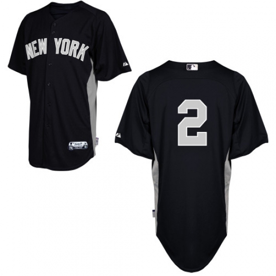 Men's Majestic New York Yankees 2 Derek Jeter Replica Black 2011 Road Cool Base BP MLB Jersey