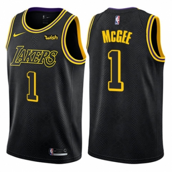 Men's Nike Los Angeles Lakers 1 JaVale McGee Authentic Black City Edition NBA Jersey