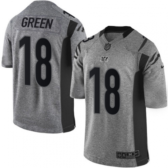 Men's Nike Cincinnati Bengals 18 A.J. Green Limited Gray Gridiron NFL Jersey