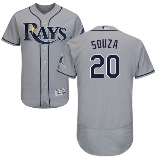 Men's Majestic Tampa Bay Rays 20 Steven Souza Grey Road Flex Base Authentic Collection MLB Jersey - Click Image to Close