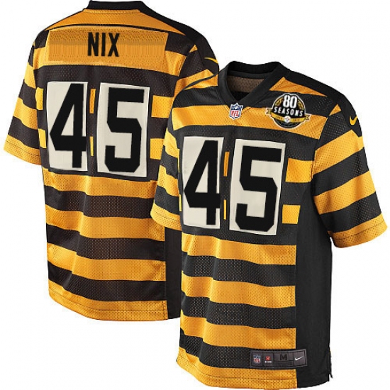Men's Nike Pittsburgh Steelers 45 Roosevelt Nix Game Yellow/Black Alternate 80TH Anniversary Throwback NFL Jersey