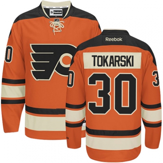 Men's Reebok Philadelphia Flyers 30 Dustin Tokarski Authentic Orange New Third NHL Jersey