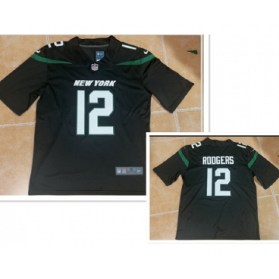 Men's New York Jets 12 Aaron Rodgers Black 2023 Vapor Untouchable Stitched Nike Limited Jersey