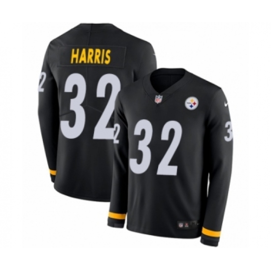 Men's Nike Pittsburgh Steelers 32 Franco Harris Limited Black Therma Long Sleeve NFL Jersey