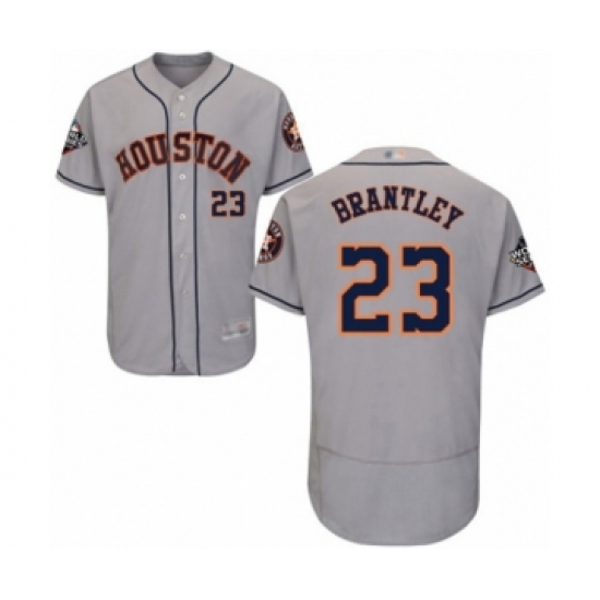 Men's Houston Astros 23 Michael Brantley Grey Road Flex Base Authentic Collection 2019 World Series Bound Baseball Jersey