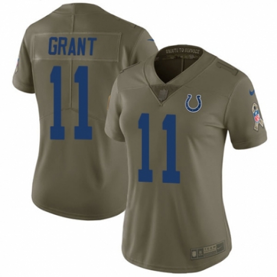 Women's Nike Indianapolis Colts 11 Ryan Grant Limited Olive 2017 Salute to Service NFL Jersey