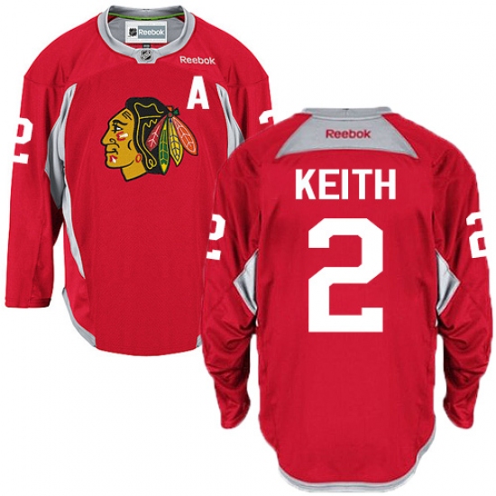 Men's Reebok Chicago Blackhawks 2 Duncan Keith Authentic Red Practice NHL Jersey