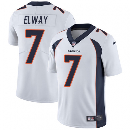 Men's Nike Denver Broncos 7 John Elway White Vapor Untouchable Limited Player NFL Jersey