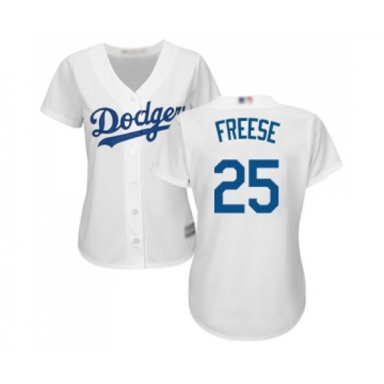 Women's Los Angeles Dodgers 25 David Freese Authentic White Home Cool Base Baseball Jersey