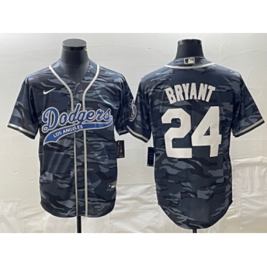 Men's Los Angeles Dodgers 24 Kobe Bryant Gray Camo Cool Base Stitched Baseball Jersey