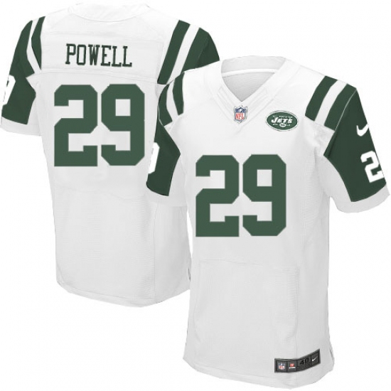 Men's Nike New York Jets 29 Bilal Powell Elite White NFL Jersey