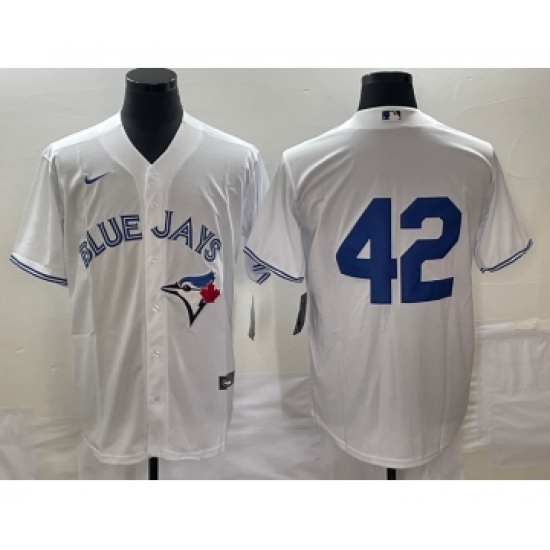 Men's Toronto Blue Jays 42 Jackie Robinson White Cool Base Stitched Jersey