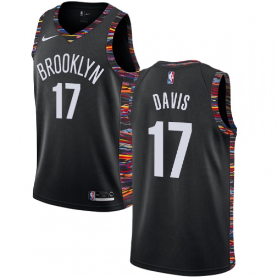 Men's Nike Brooklyn Nets 17 Ed Davis Swingman Black NBA Jersey - 2018 19 City Edition