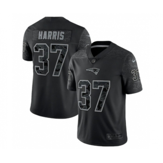 Men's New England Patriots 37 Damien Harris Black Reflective Limited Stitched Football Jersey