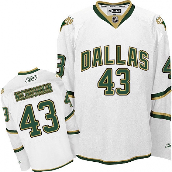 Men's Reebok Dallas Stars 43 Valeri Nichushkin Authentic White Third NHL Jersey