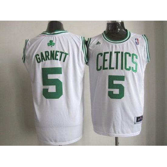 Celtics 5 Kevin Garnett Stitched White NBA Jersey
