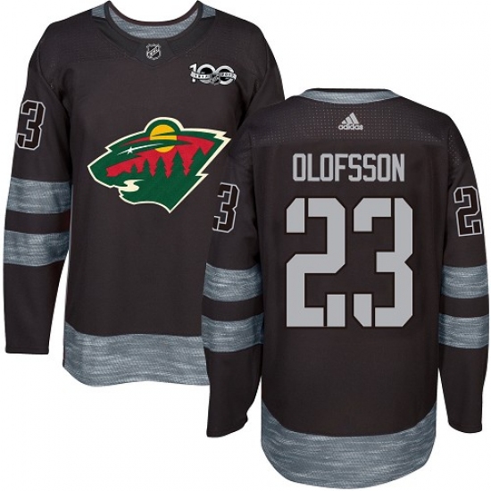 Men's Adidas Minnesota Wild 23 Gustav Olofsson Authentic Black 1917-2017 100th Anniversary NHL Jersey