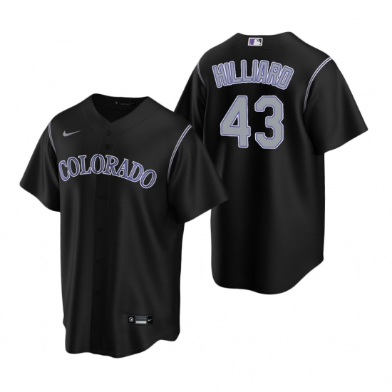 Men's Nike Colorado Rockies 43 Sam Hilliard Black Alternate Stitched Baseball Jersey