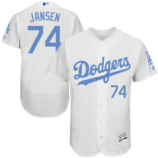 Men's Majestic Los Angeles Dodgers 74 Kenley Jansen Authentic White 2016 Father's Day Fashion Flex Base MLB Jersey