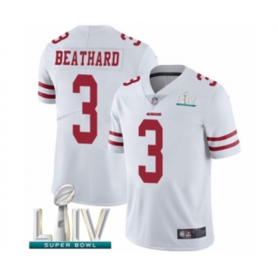 Men's San Francisco 49ers 3 C. J. Beathard White Vapor Untouchable Limited Player Super Bowl LIV Bound Football Jersey