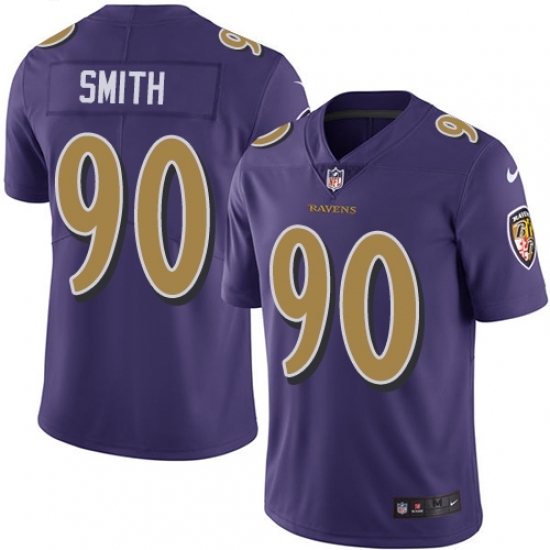 Men's Nike Baltimore Ravens 90 Za Darius Smith Limited Purple Rush Vapor Untouchable NFL Jersey