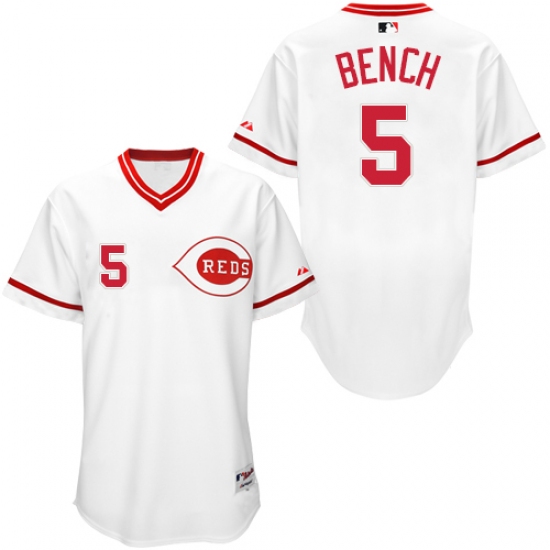 Men's Majestic Cincinnati Reds 5 Johnny Bench Replica White 1990 Turn Back The Clock MLB Jersey