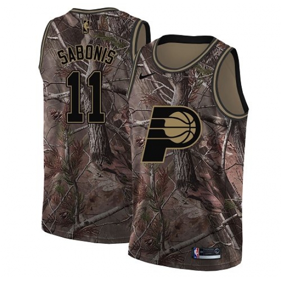 Women's Nike Indiana Pacers 11 Domantas Sabonis Swingman Camo Realtree Collection NBA Jersey