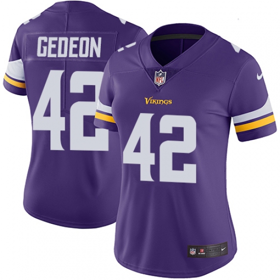 Women's Nike Minnesota Vikings 42 Ben Gedeon Purple Team Color Vapor Untouchable Limited Player NFL Jersey